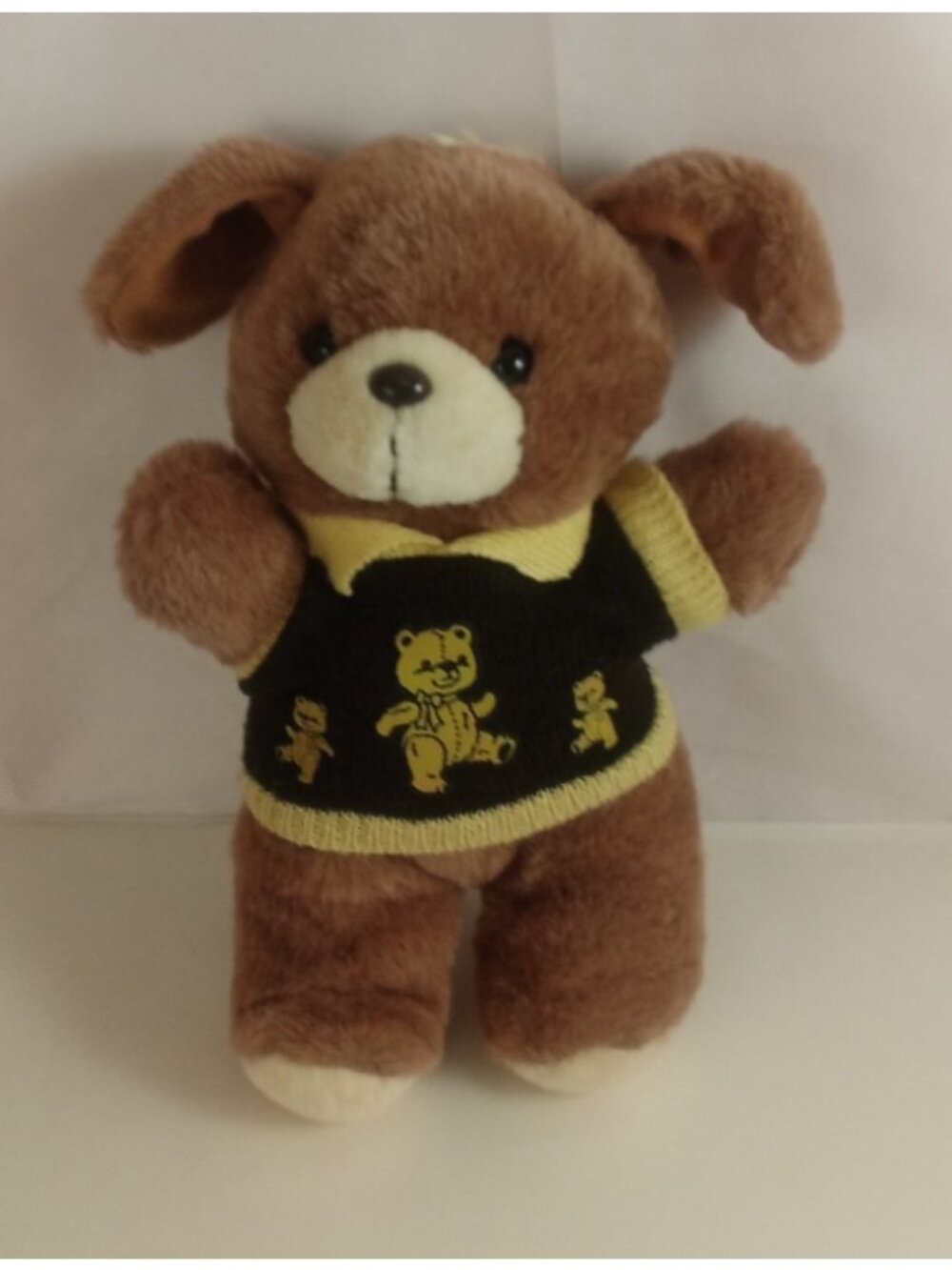 Vtg MTY International Puppy Dog w/ Teddy Bear Sweater 12" Plush